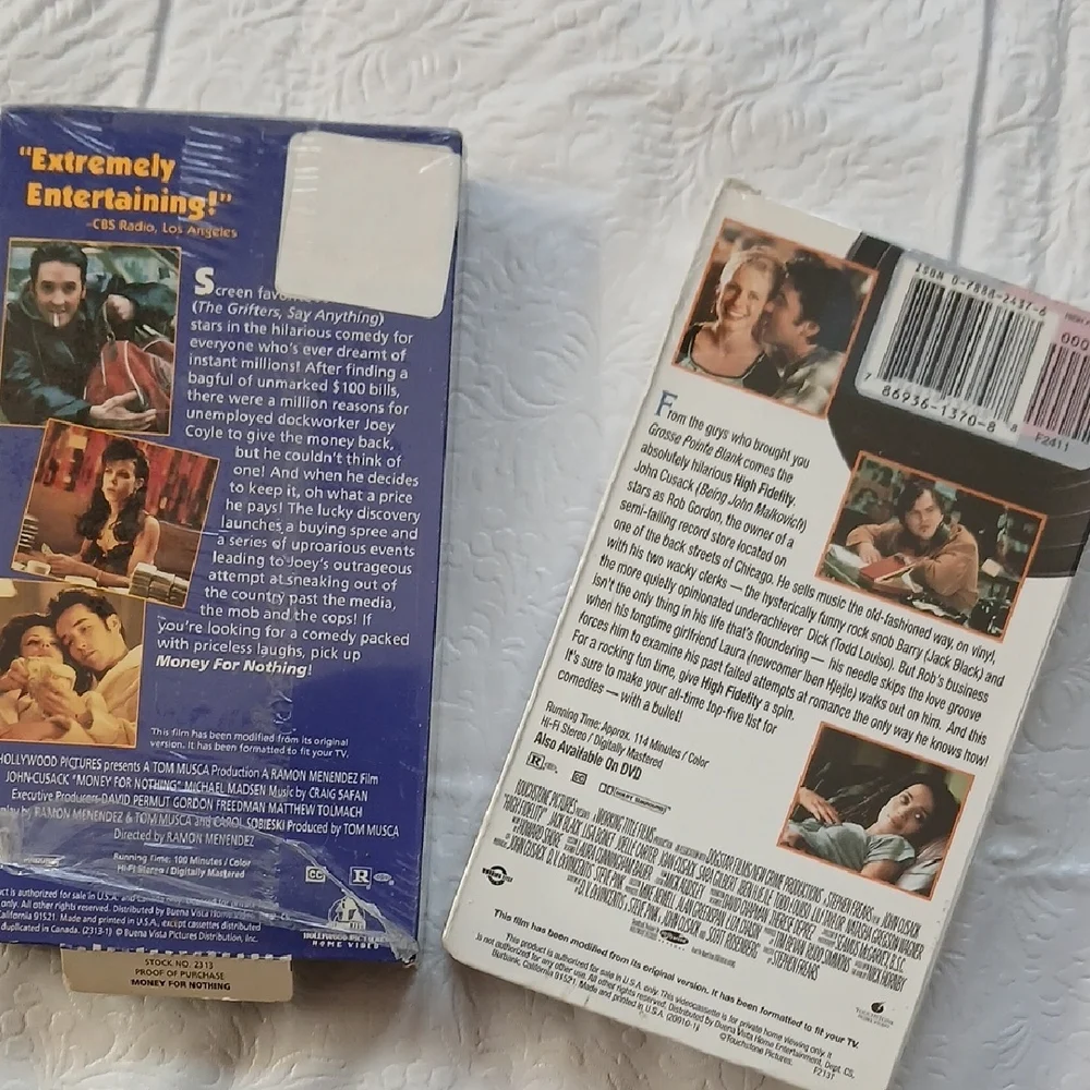 John Cusack VHS Movie Lot - Mixed Titles (Blue, Black, White)